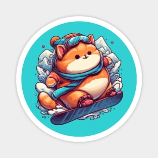 Kawaii cat snowboarder Magnet